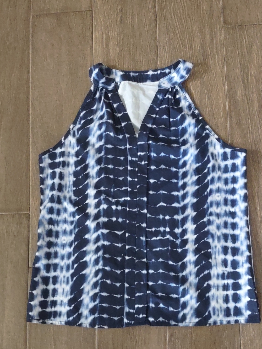 Sleeveless Navy Tie-Dye Halter Top - Unbranded